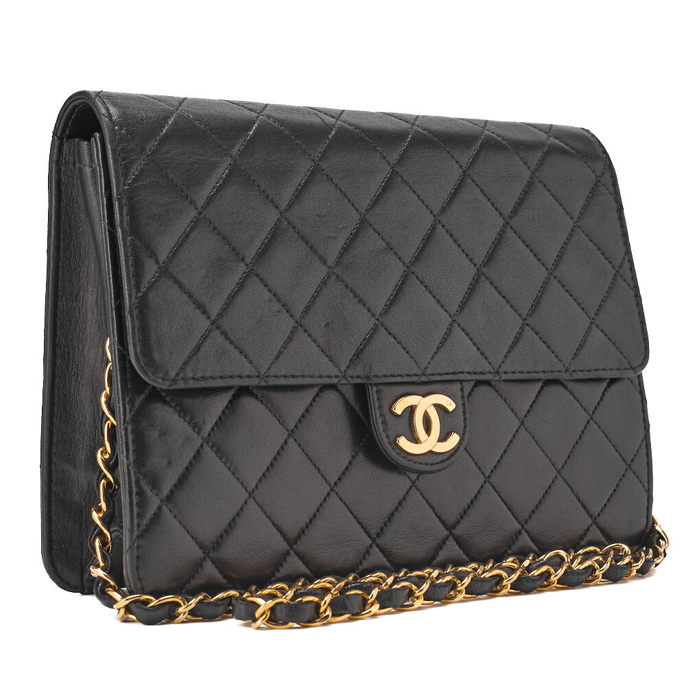 CHANEL Chain Shoulder Bag Matelasse Lambskin Black Gold-Tone Hardware Pre-Owned - Vintage La Charme