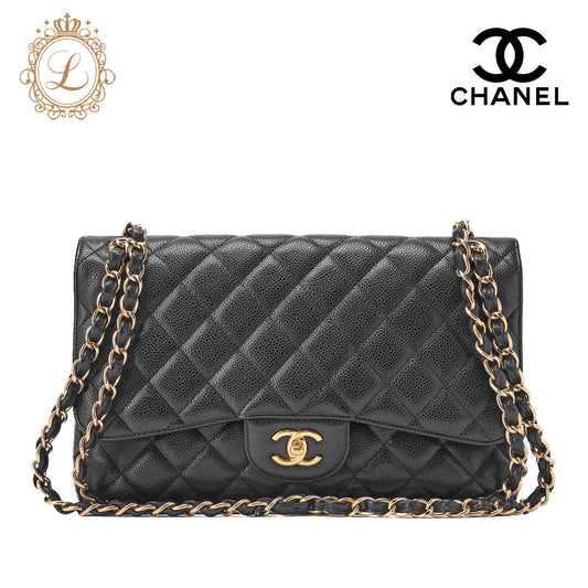 CHANEL Chain Shoulder Bag Deca Matelasse Caviar Skin Black Silver-Tone Hardware Pre-Owned - Vintage La Charme