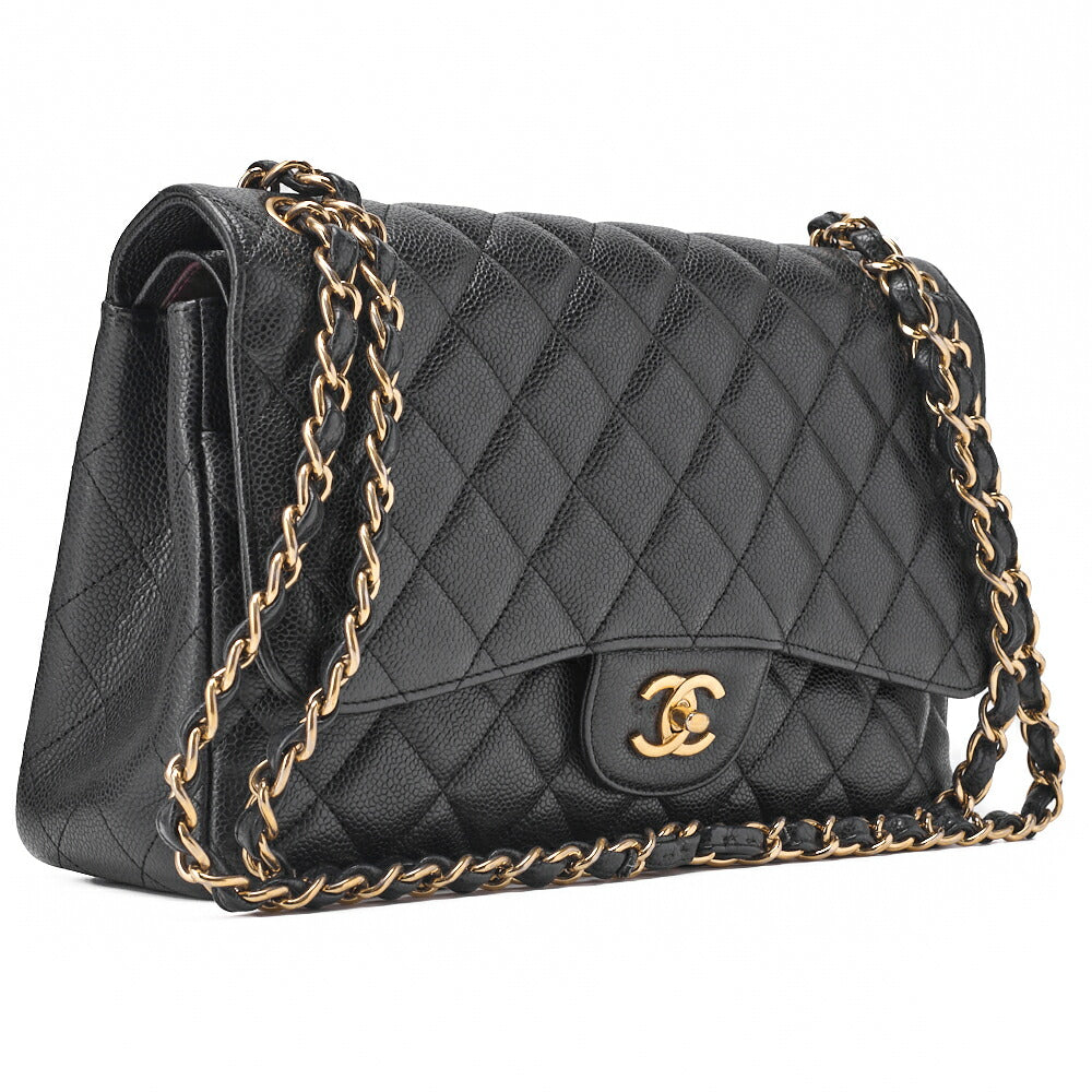 CHANEL Chain Shoulder Bag Deca Matelasse Caviar Skin Black Silver-Tone Hardware Pre-Owned - Vintage La Charme