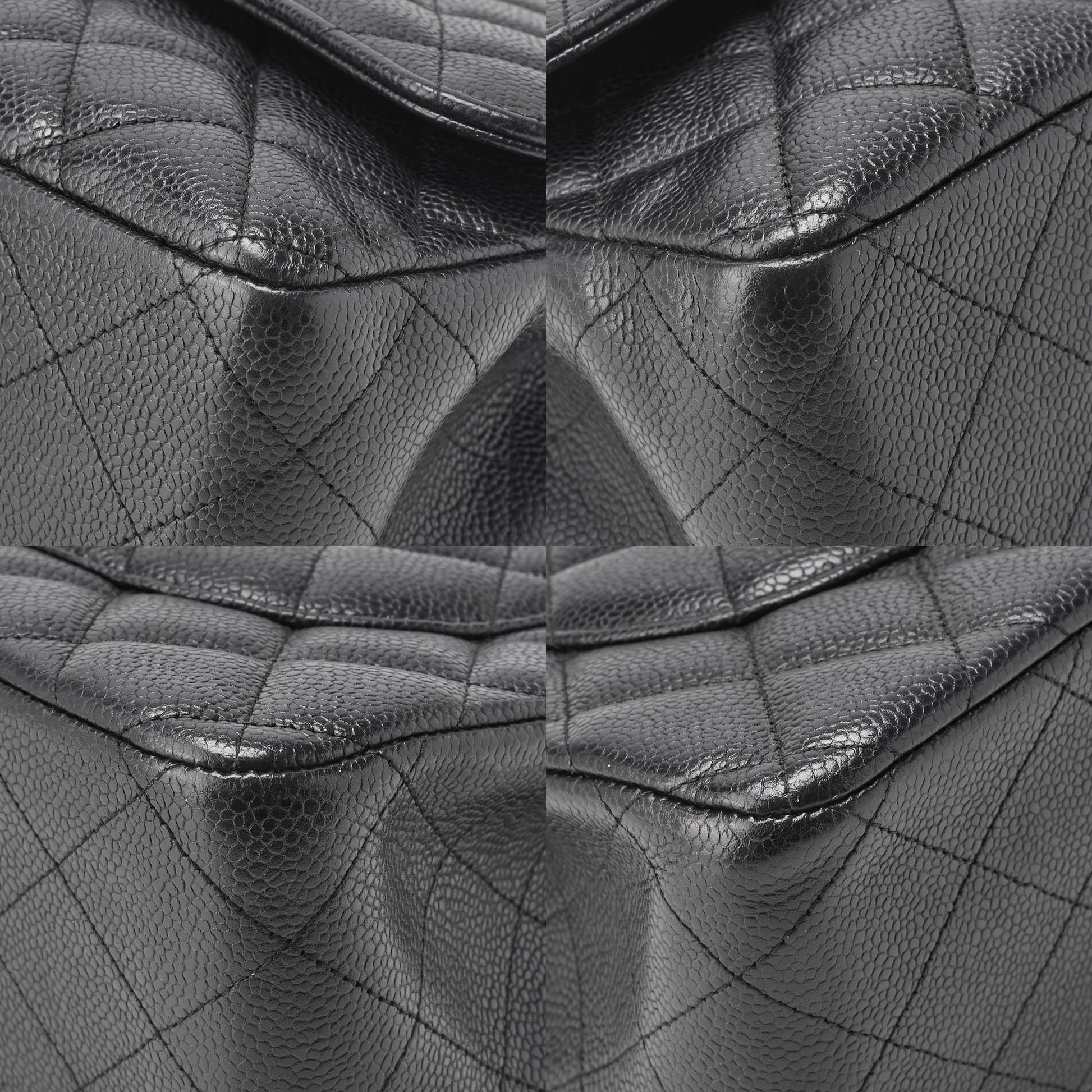 CHANEL Chain Shoulder Bag Deca Matelasse Caviar Skin Black Silver-Tone Hardware Pre-Owned - Vintage La Charme