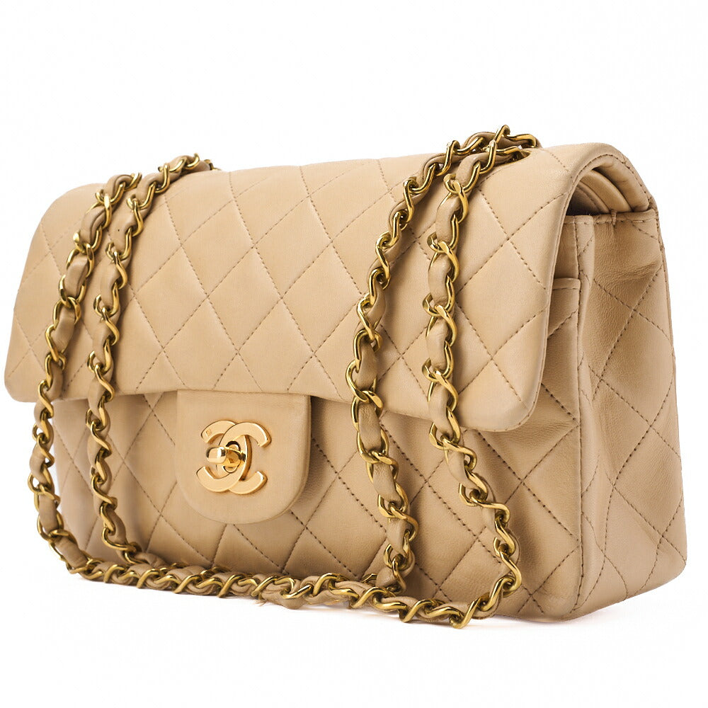 CHANEL Chain Shoulder Bag Matelasse Double Flap Lambskin Beige Gold-Tone Hardware Pre-Owned - Vintage La Charme