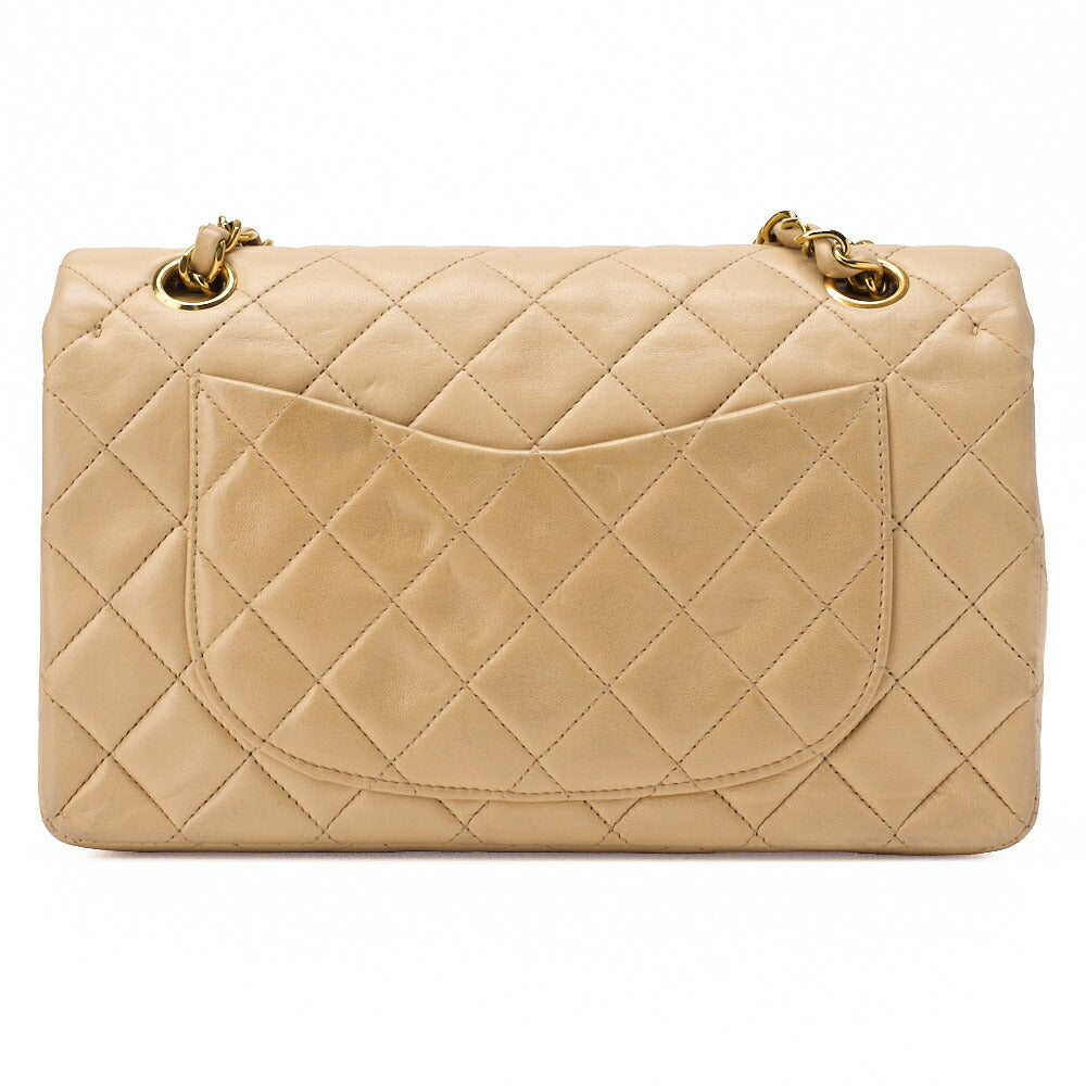 CHANEL Chain Shoulder Bag Matelasse Double Flap Lambskin Beige Gold-Tone Hardware Pre-Owned - Vintage La Charme