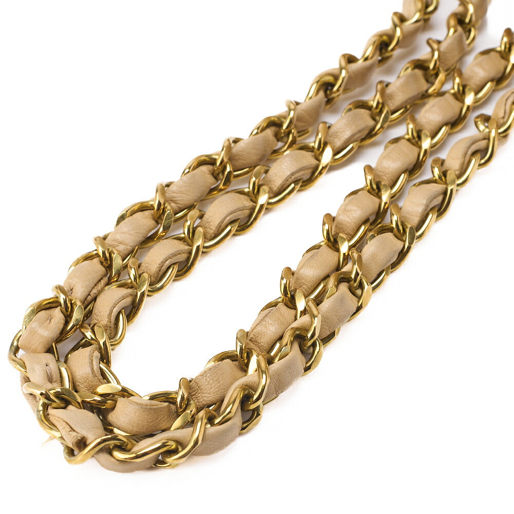 CHANEL Chain Shoulder Bag Matelasse Double Flap Lambskin Beige Gold-Tone Hardware Pre-Owned - Vintage La Charme