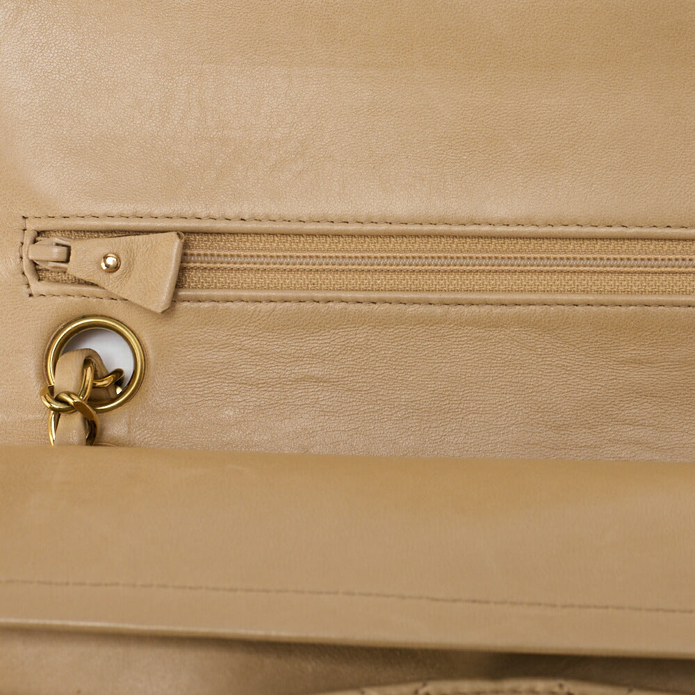 CHANEL Chain Shoulder Bag Matelasse Double Flap Lambskin Beige Gold-Tone Hardware Pre-Owned - Vintage La Charme