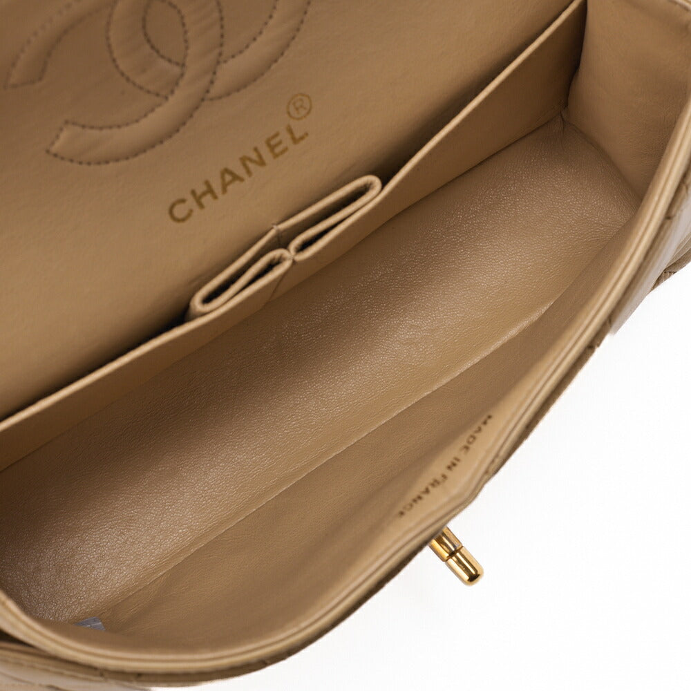 CHANEL Chain Shoulder Bag Matelasse Double Flap Lambskin Beige Gold-Tone Hardware Pre-Owned - Vintage La Charme