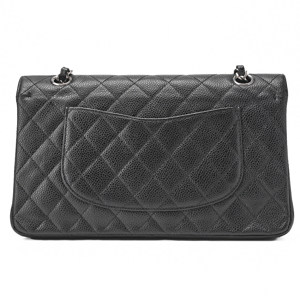 CHANEL Chain Shoulder Bag Matelasse Double Flap Caviar Skin Black Silver-Tone Hardware Pre-Owned - Vintage La Charme