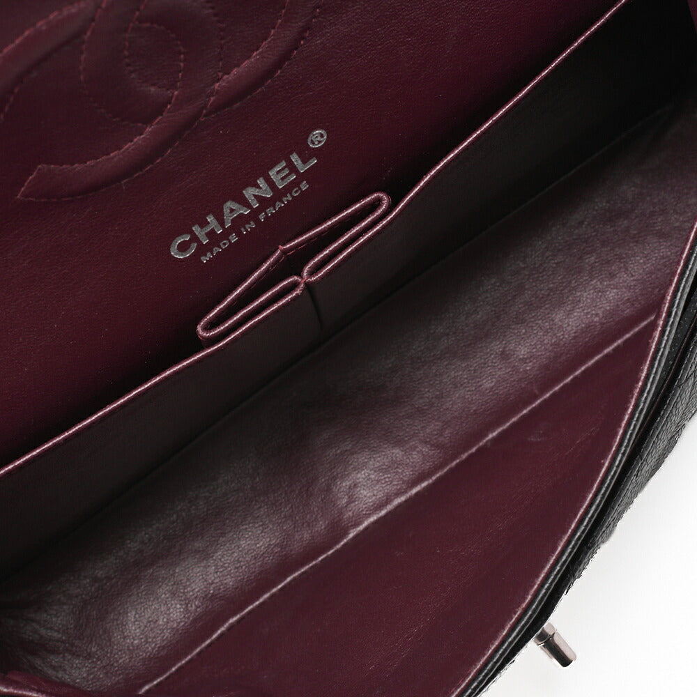 CHANEL Chain Shoulder Bag Matelasse Double Flap Caviar Skin Black Silver-Tone Hardware Pre-Owned - Vintage La Charme