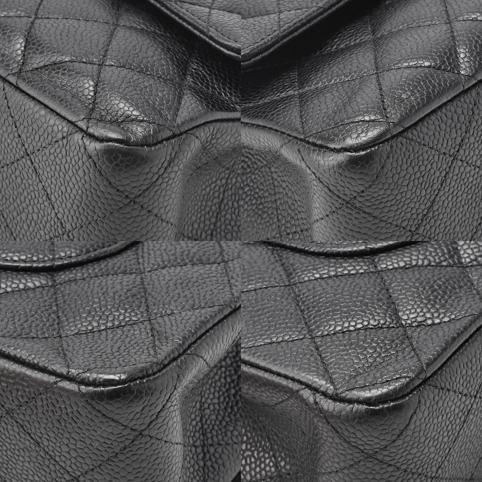 CHANEL Chain Shoulder Bag Matelasse Double Flap Caviar Skin Black Silver-Tone Hardware Pre-Owned - Vintage La Charme