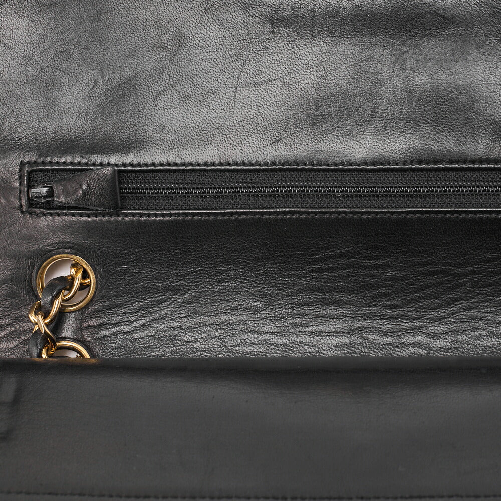 CHANEL Chain Shoulder Bag Matelasse Double Flap Lambskin Black Gold-Tone Hardware Pre-Owned - Vintage La Charme