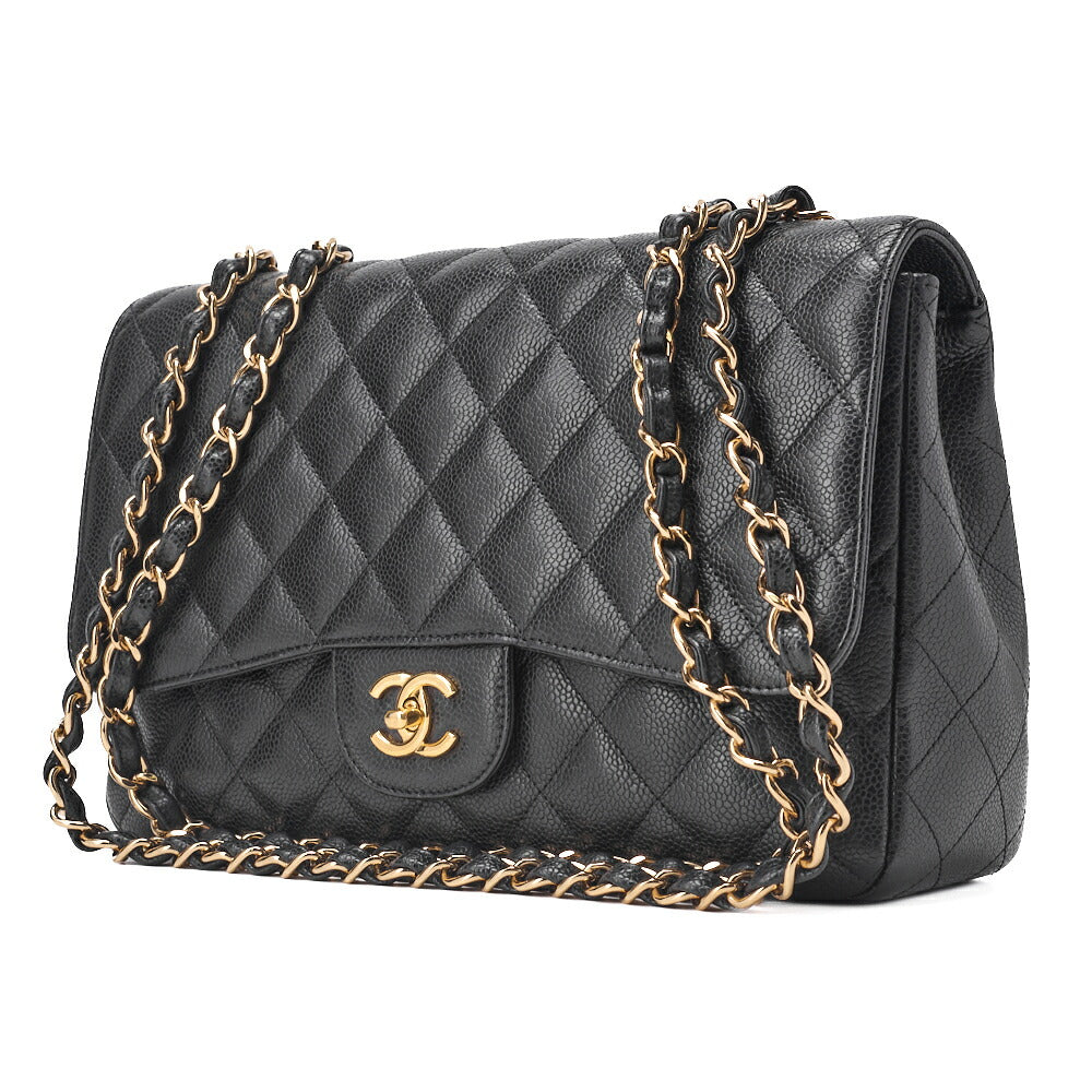 CHANEL Chain Shoulder Bag Big Matelasse Caviar Skin Black Silver-Tone Hardware Pre-Owned - Vintage La Charme