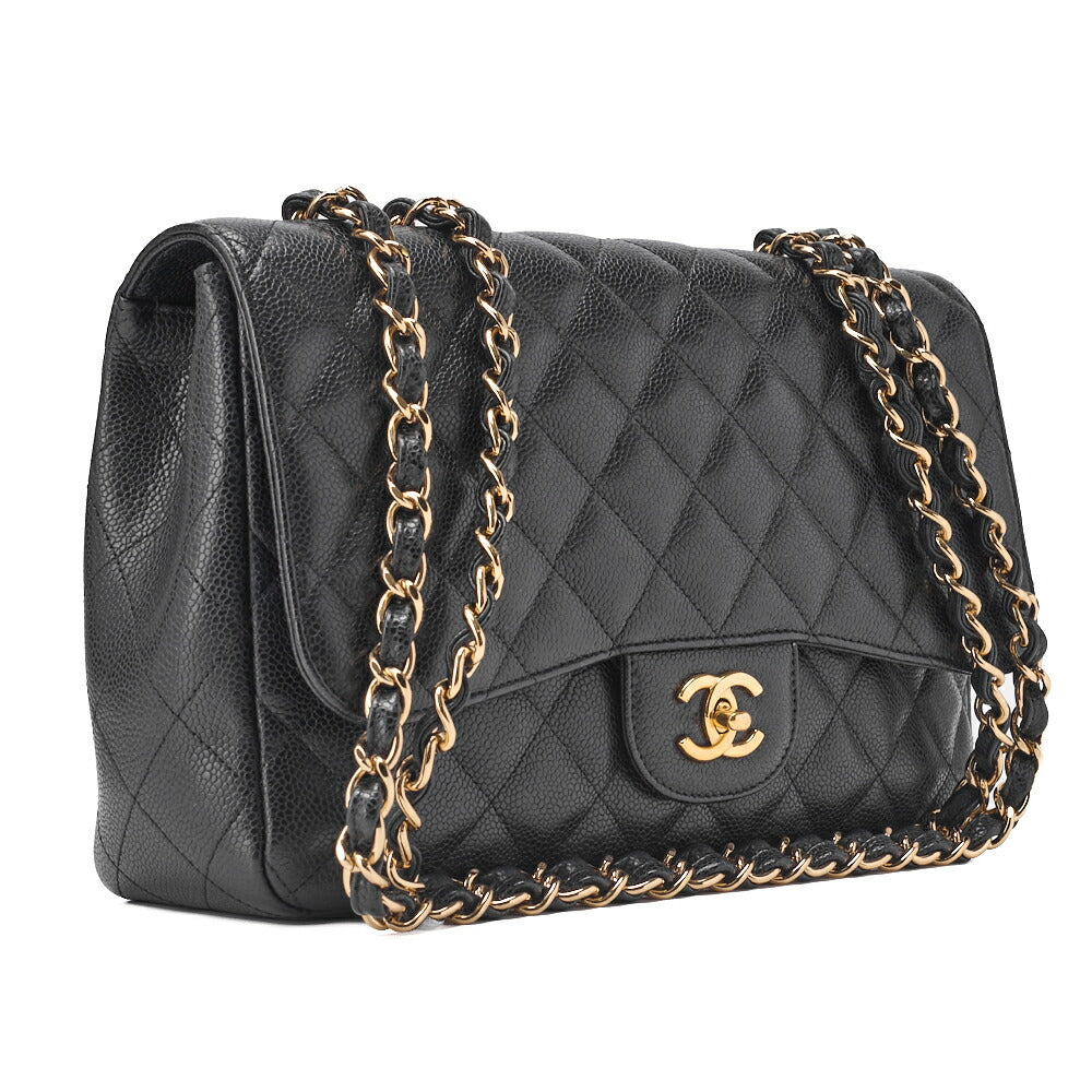 CHANEL Chain Shoulder Bag Big Matelasse Caviar Skin Black Silver-Tone Hardware Pre-Owned - Vintage La Charme
