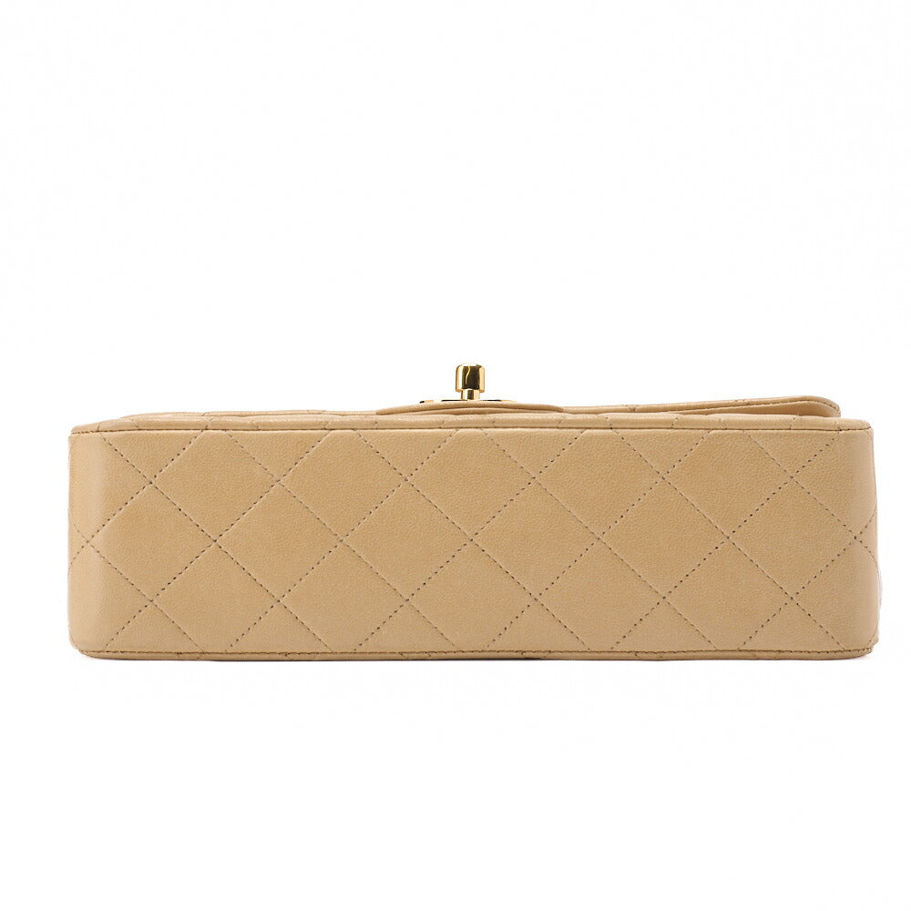 CHANEL Chain Shoulder Bag Matelasse Double Flap Lambskin Beige Gold-Tone Hardware Pre-Owned - Vintage La Charme