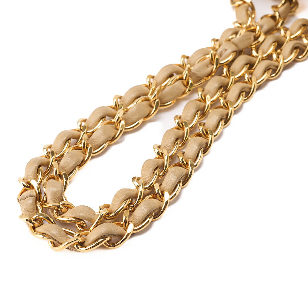 CHANEL Chain Shoulder Bag Matelasse Double Flap Lambskin Beige Gold-Tone Hardware Pre-Owned - Vintage La Charme