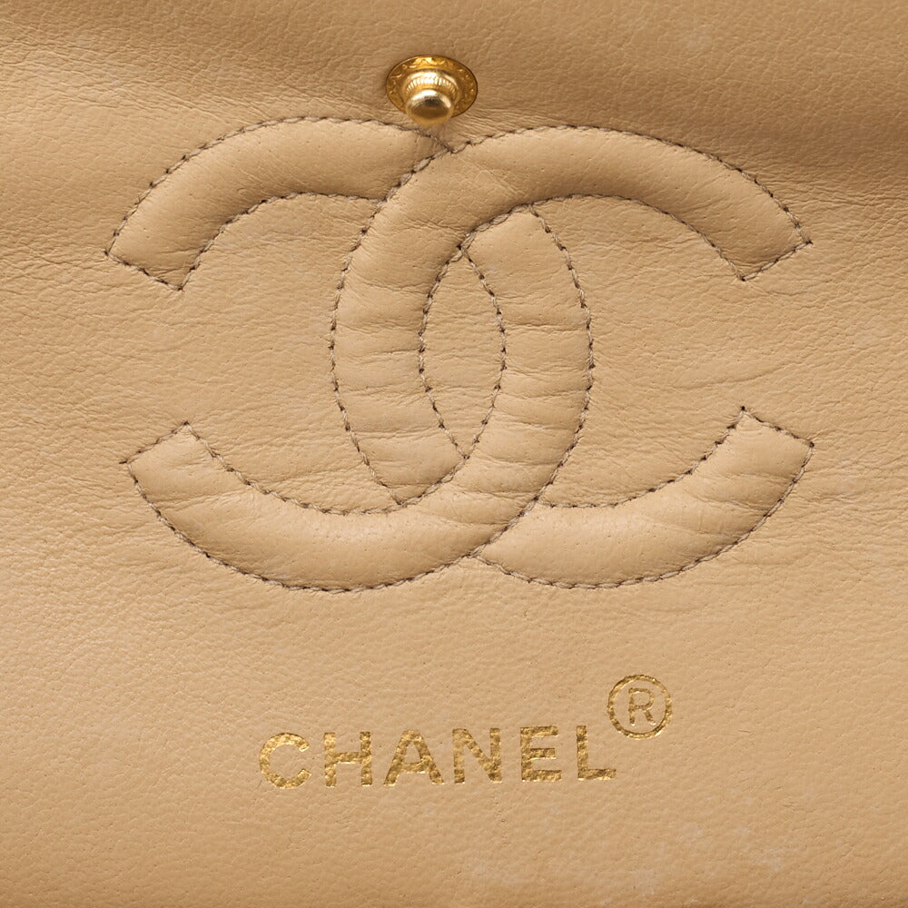 CHANEL Chain Shoulder Bag Matelasse Double Flap Lambskin Beige Gold-Tone Hardware Pre-Owned - Vintage La Charme