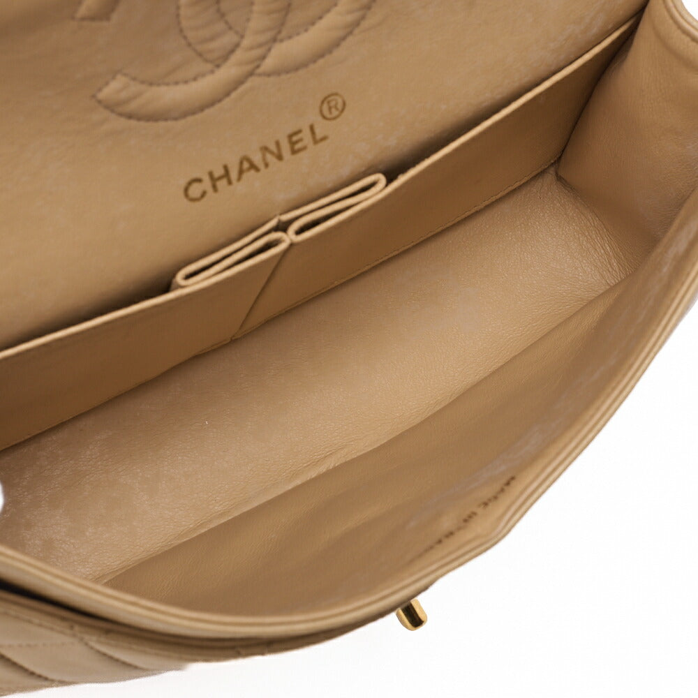 CHANEL Chain Shoulder Bag Matelasse Double Flap Lambskin Beige Gold-Tone Hardware Pre-Owned - Vintage La Charme