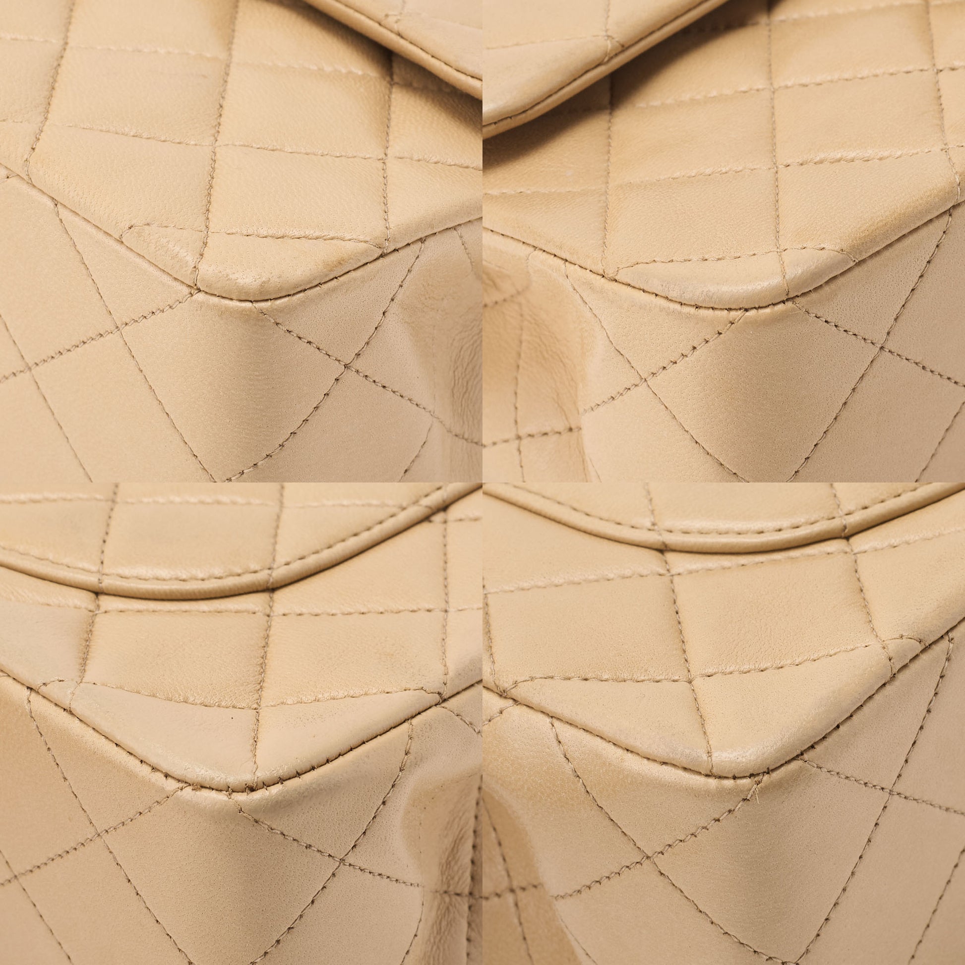 CHANEL Chain Shoulder Bag Matelasse Double Flap Lambskin Beige Gold-Tone Hardware Pre-Owned - Vintage La Charme