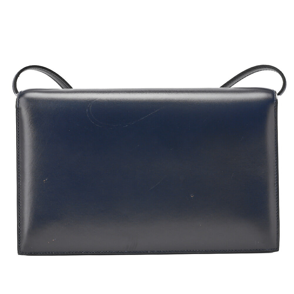 HERMES Shoulder Bag Annie Push Lock Box Calf Navy Gold-Tone Hardware Pre-Owned - Vintage La Charme