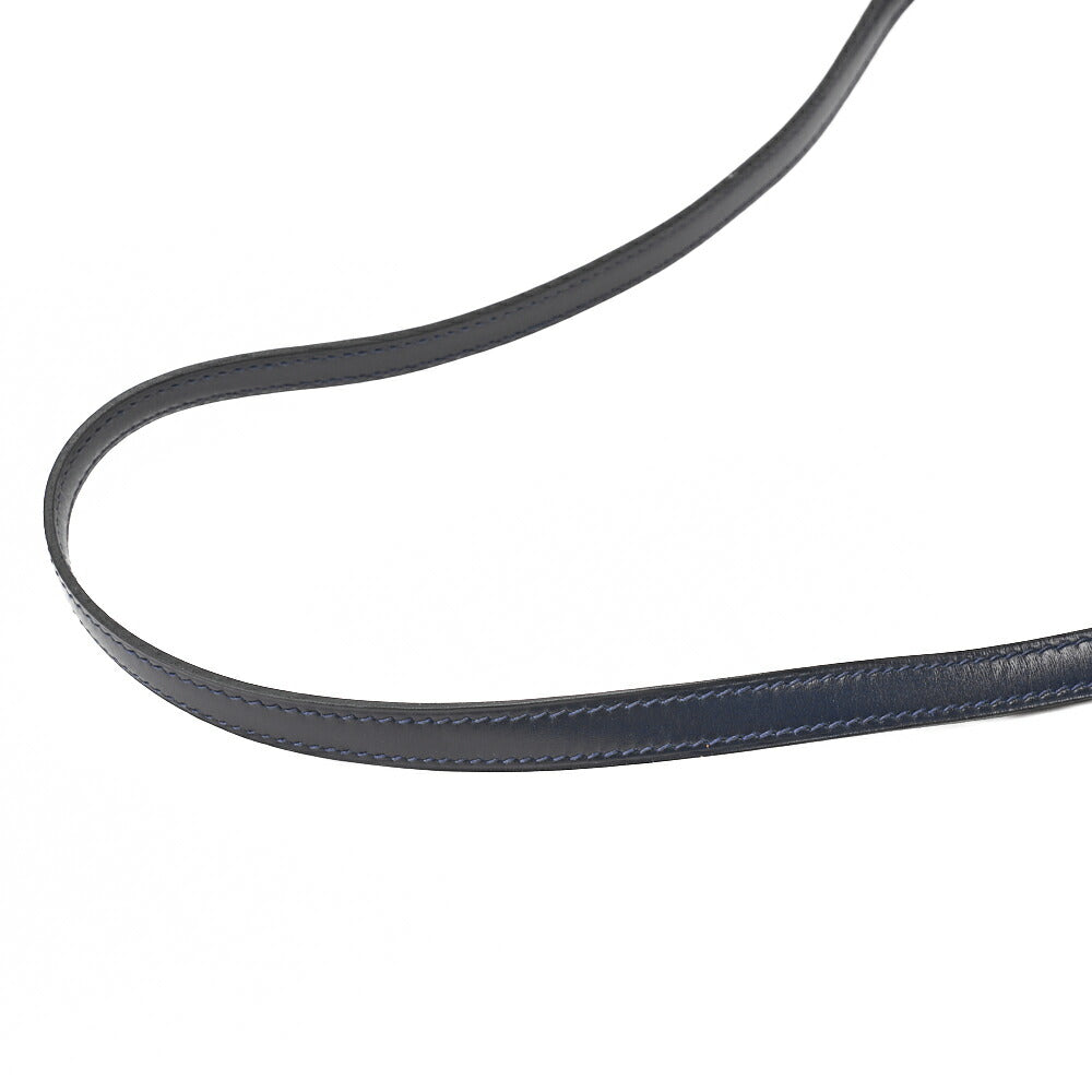 HERMES Shoulder Bag Annie Push Lock Box Calf Navy Gold-Tone Hardware Pre-Owned - Vintage La Charme