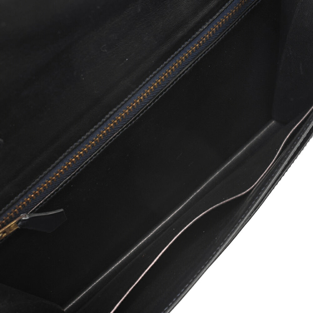 HERMES Shoulder Bag Annie Push Lock Box Calf Navy Gold-Tone Hardware Pre-Owned - Vintage La Charme