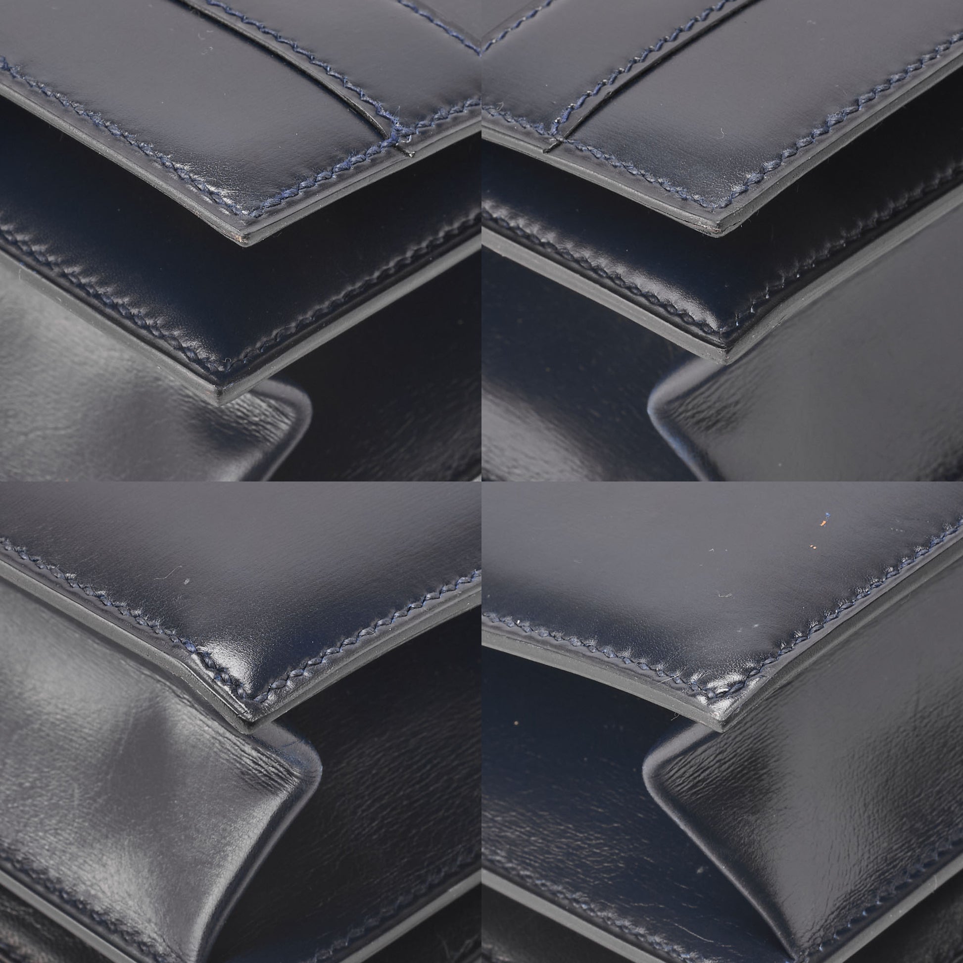 HERMES Shoulder Bag Annie Push Lock Box Calf Navy Gold-Tone Hardware Pre-Owned - Vintage La Charme