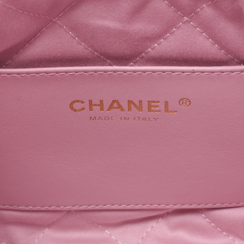 Chanel 22 Mini Drawstring Chain Shoulder Bag, Calfskin, Pink, Gold-Tone Hardware, Pre-Owned - Vintage La Charme