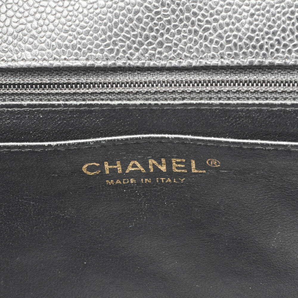 CHANEL Chain Shoulder Bag Big Matelasse Caviar Skin Black Silver-Tone Hardware Pre-Owned - Vintage La Charme