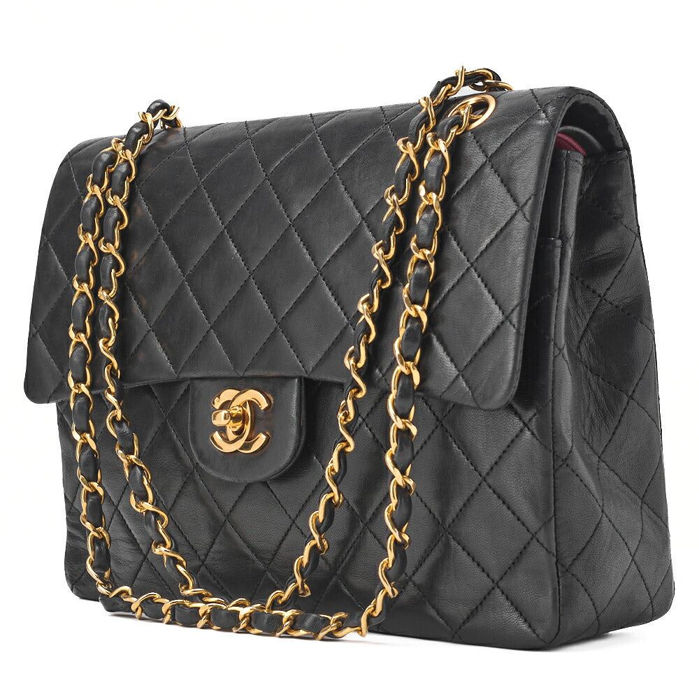 CHANEL Chain Shoulder Bag Matelasse Double Flap Lambskin Black Gold-Tone Hardware Pre-Owned - Vintage La Charme