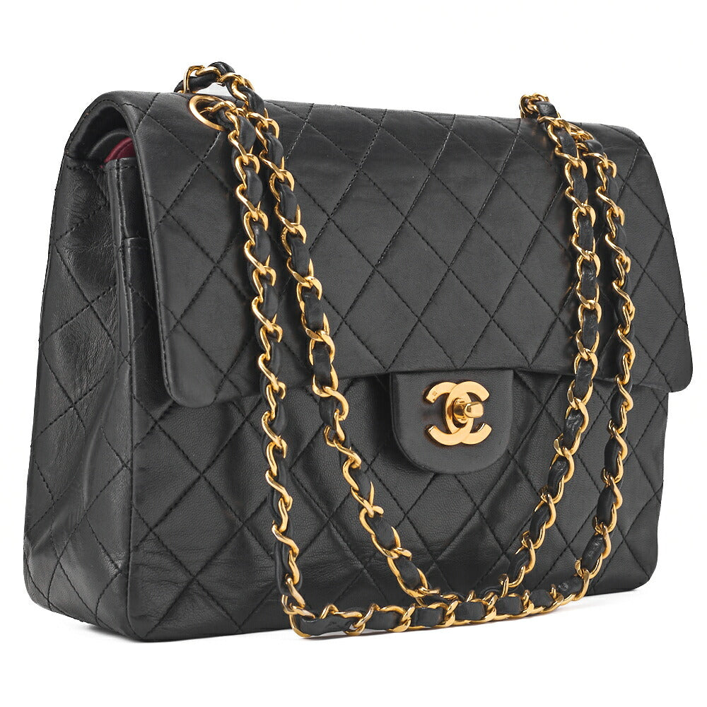 CHANEL Chain Shoulder Bag Matelasse Double Flap Lambskin Black Gold-Tone Hardware Pre-Owned - Vintage La Charme