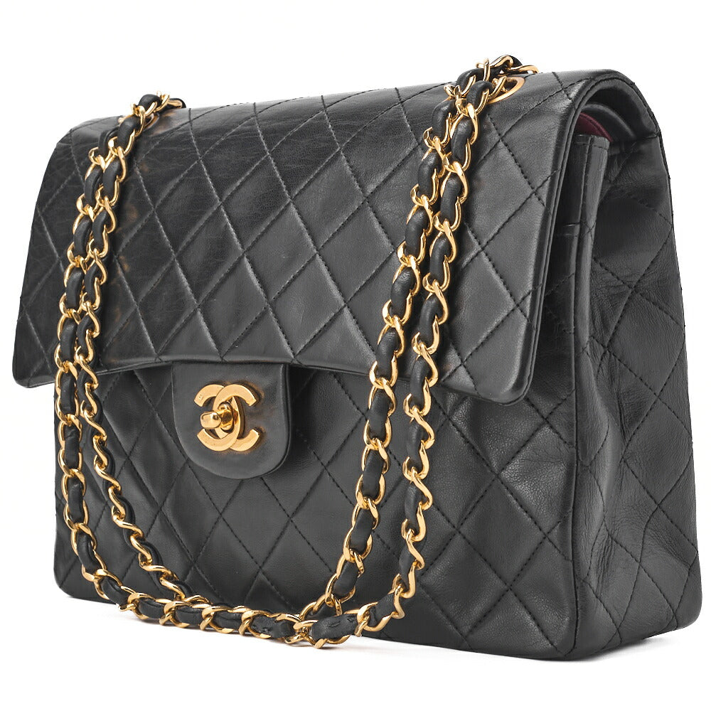 CHANEL Chain Shoulder Bag Matelasse Double Flap Lambskin Black Gold-Tone Hardware Pre-Owned - Vintage La Charme