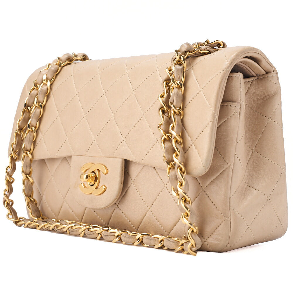 CHANEL Chain Shoulder Bag Matelasse Double Flap Lambskin Beige Gold-Tone Hardware Pre-Owned - Vintage La Charme