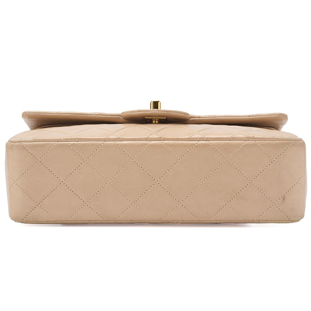 CHANEL Chain Shoulder Bag Matelasse Double Flap Lambskin Beige Gold-Tone Hardware Pre-Owned - Vintage La Charme