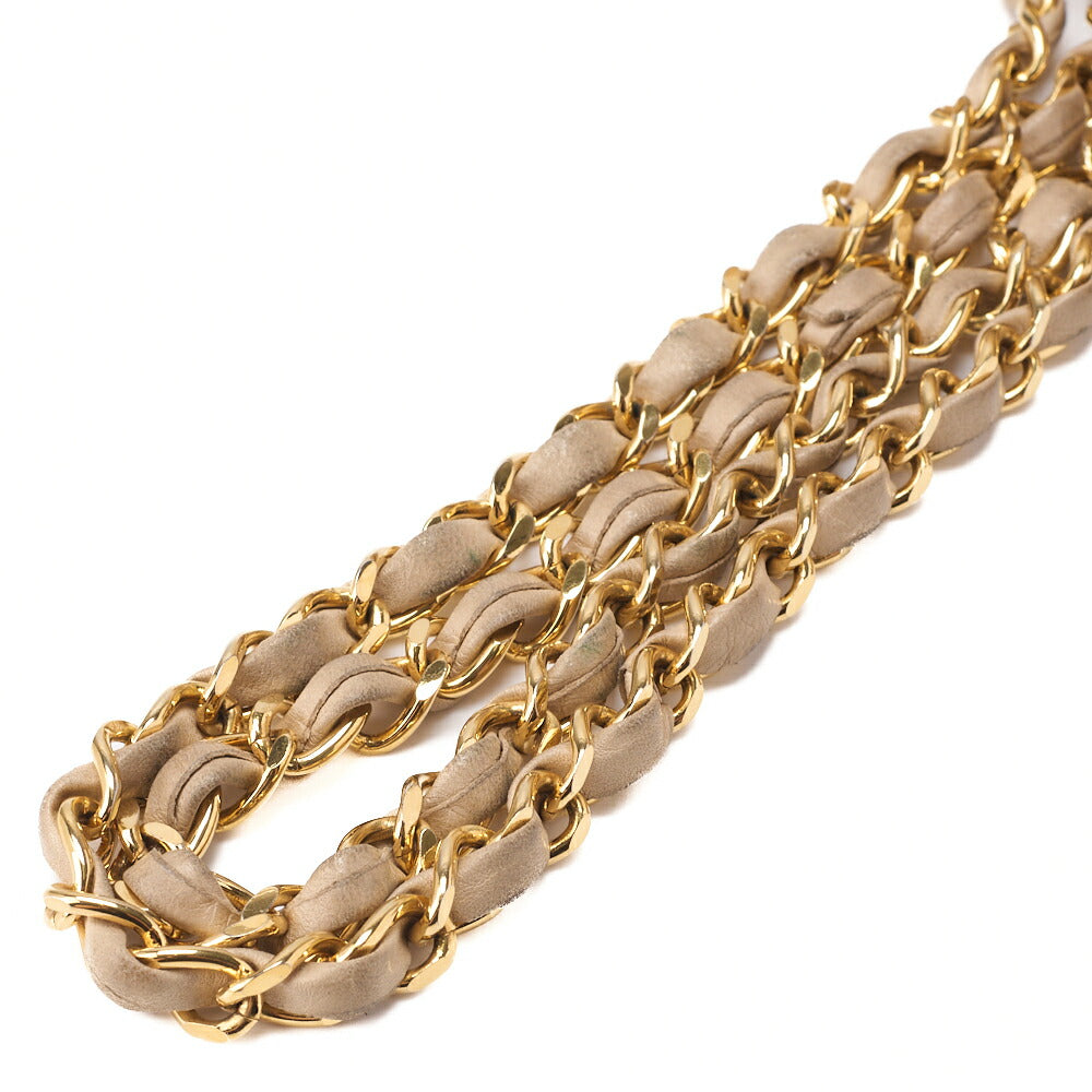 CHANEL Chain Shoulder Bag Matelasse Double Flap Lambskin Beige Gold-Tone Hardware Pre-Owned - Vintage La Charme