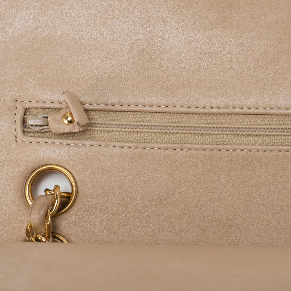 CHANEL Chain Shoulder Bag Matelasse Double Flap Lambskin Beige Gold-Tone Hardware Pre-Owned - Vintage La Charme