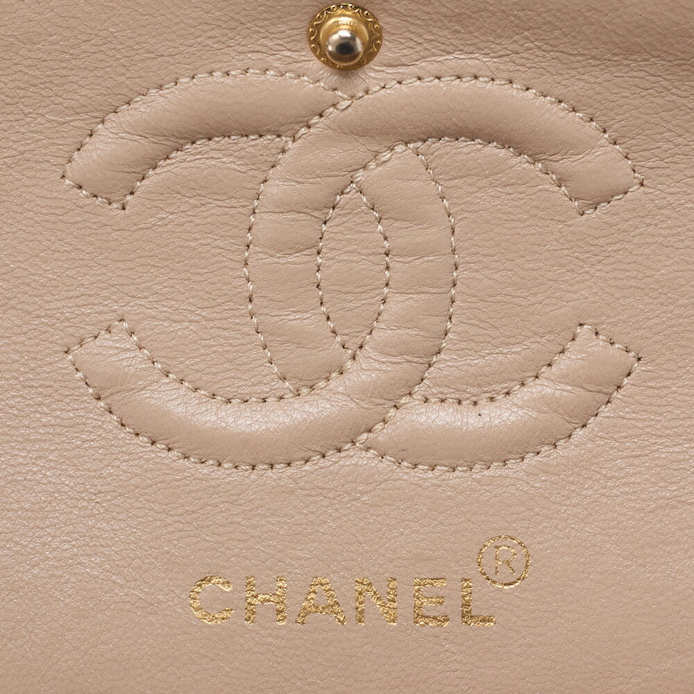 CHANEL Chain Shoulder Bag Matelasse Double Flap Lambskin Beige Gold-Tone Hardware Pre-Owned - Vintage La Charme