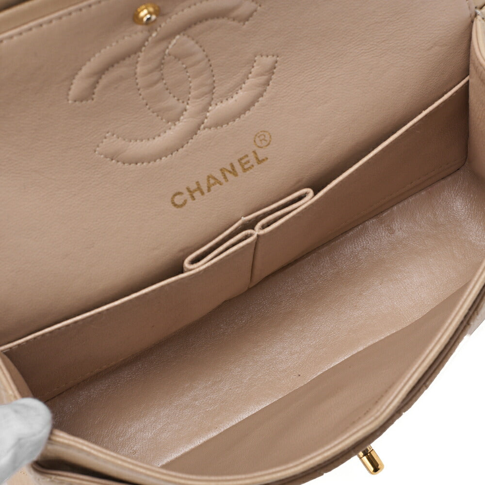 CHANEL Chain Shoulder Bag Matelasse Double Flap Lambskin Beige Gold-Tone Hardware Pre-Owned - Vintage La Charme