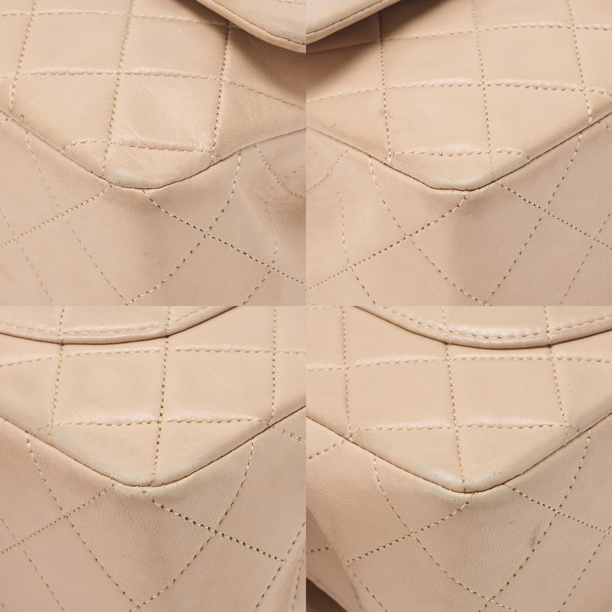 CHANEL Chain Shoulder Bag Matelasse Double Flap Lambskin Beige Gold-Tone Hardware Pre-Owned - Vintage La Charme