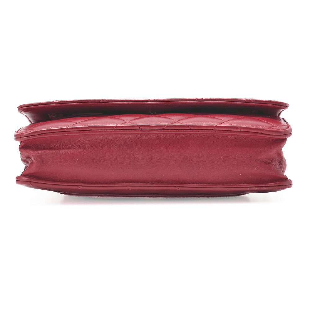 CHANEL Chain Wallet Matelasse Lambskin Red Silver-Tone Hardware Pre-Owned - Vintage La Charme
