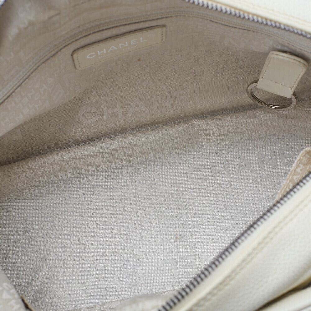 Chanel Shoulder Bag, Chocolate Bar Logo, Caviar Skin, White, Silver-Tone Hardware, Pre-Owned - Vintage La Charme