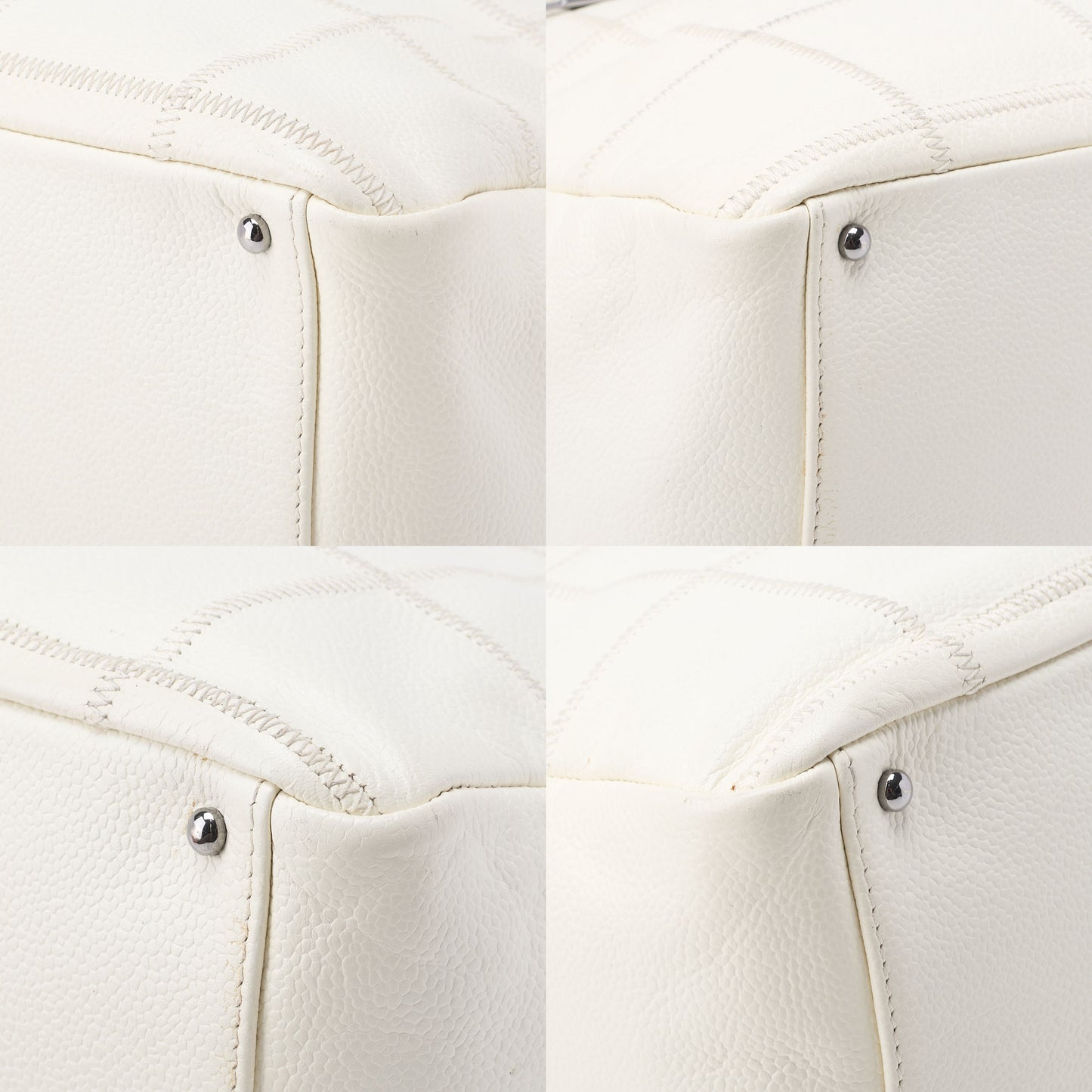 Chanel Shoulder Bag, Chocolate Bar Logo, Caviar Skin, White, Silver-Tone Hardware, Pre-Owned - Vintage La Charme