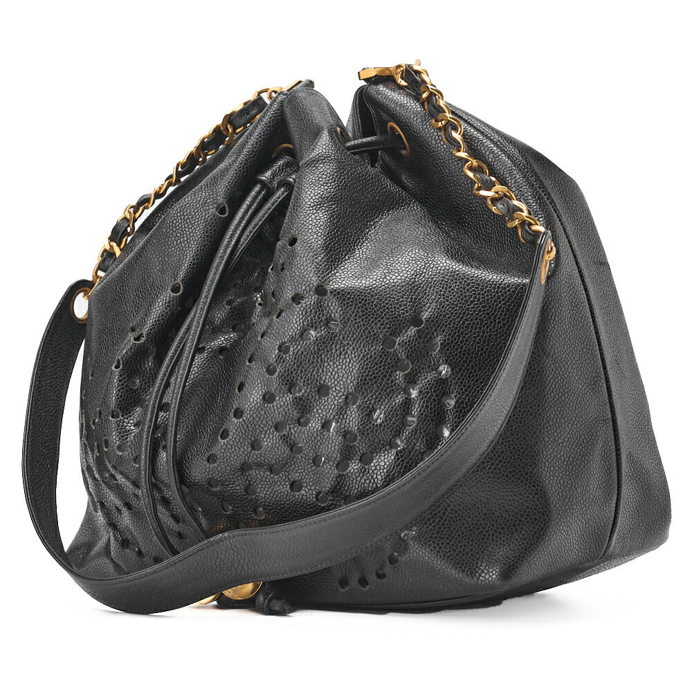 CHANEL Shoulder Bag, Triple Coco Drawstring, Caviar Skin, Black, Gold-Tone Hardware, Pre-Owned - Vintage La Charme