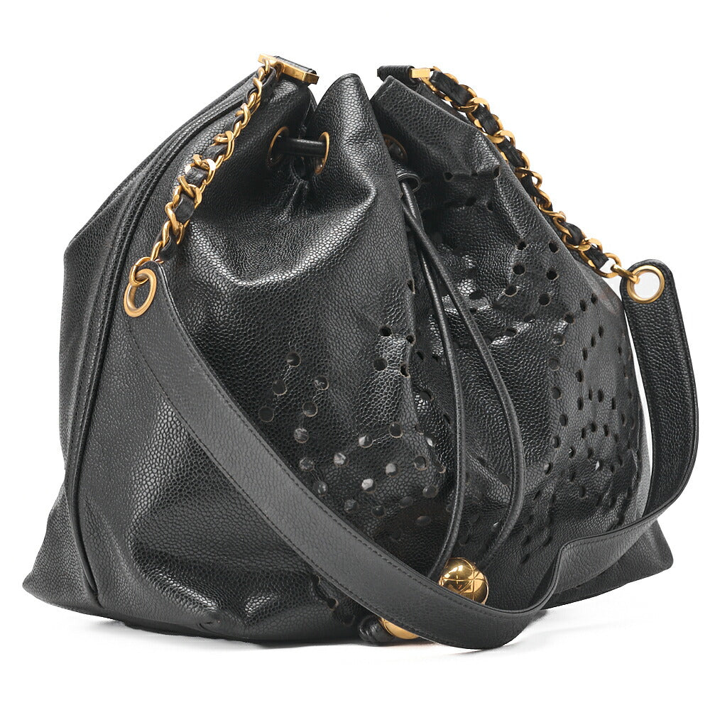 CHANEL Shoulder Bag, Triple Coco Drawstring, Caviar Skin, Black, Gold-Tone Hardware, Pre-Owned - Vintage La Charme