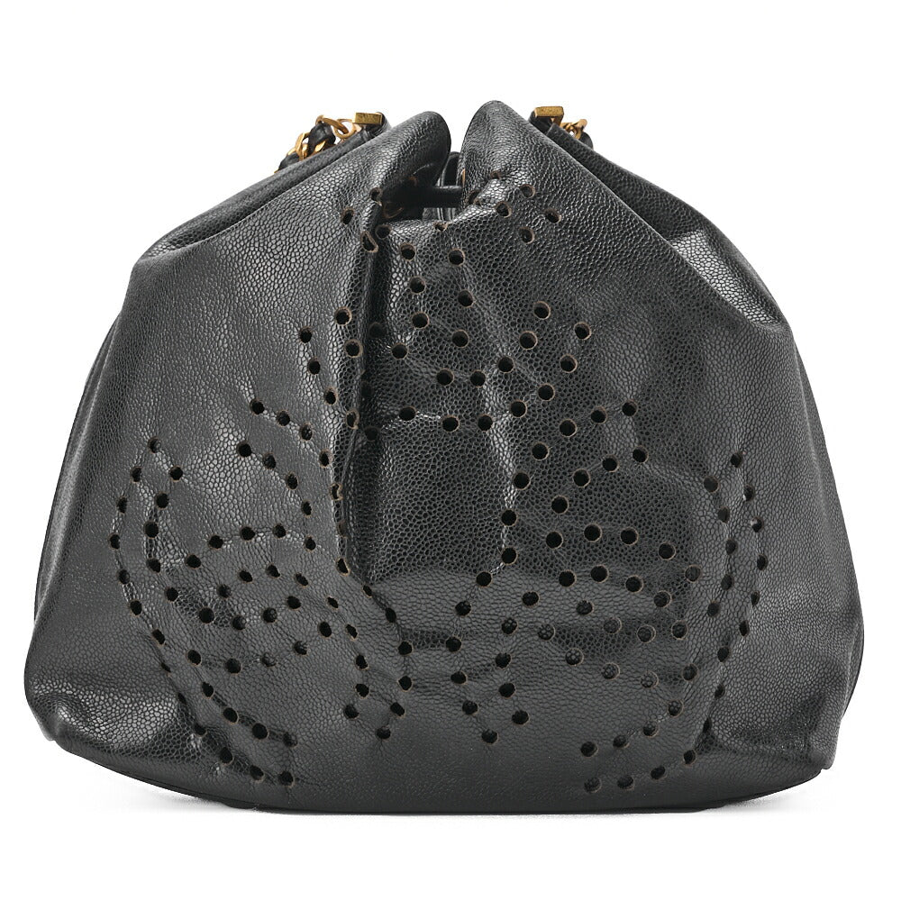 CHANEL Shoulder Bag, Triple Coco Drawstring, Caviar Skin, Black, Gold-Tone Hardware, Pre-Owned - Vintage La Charme