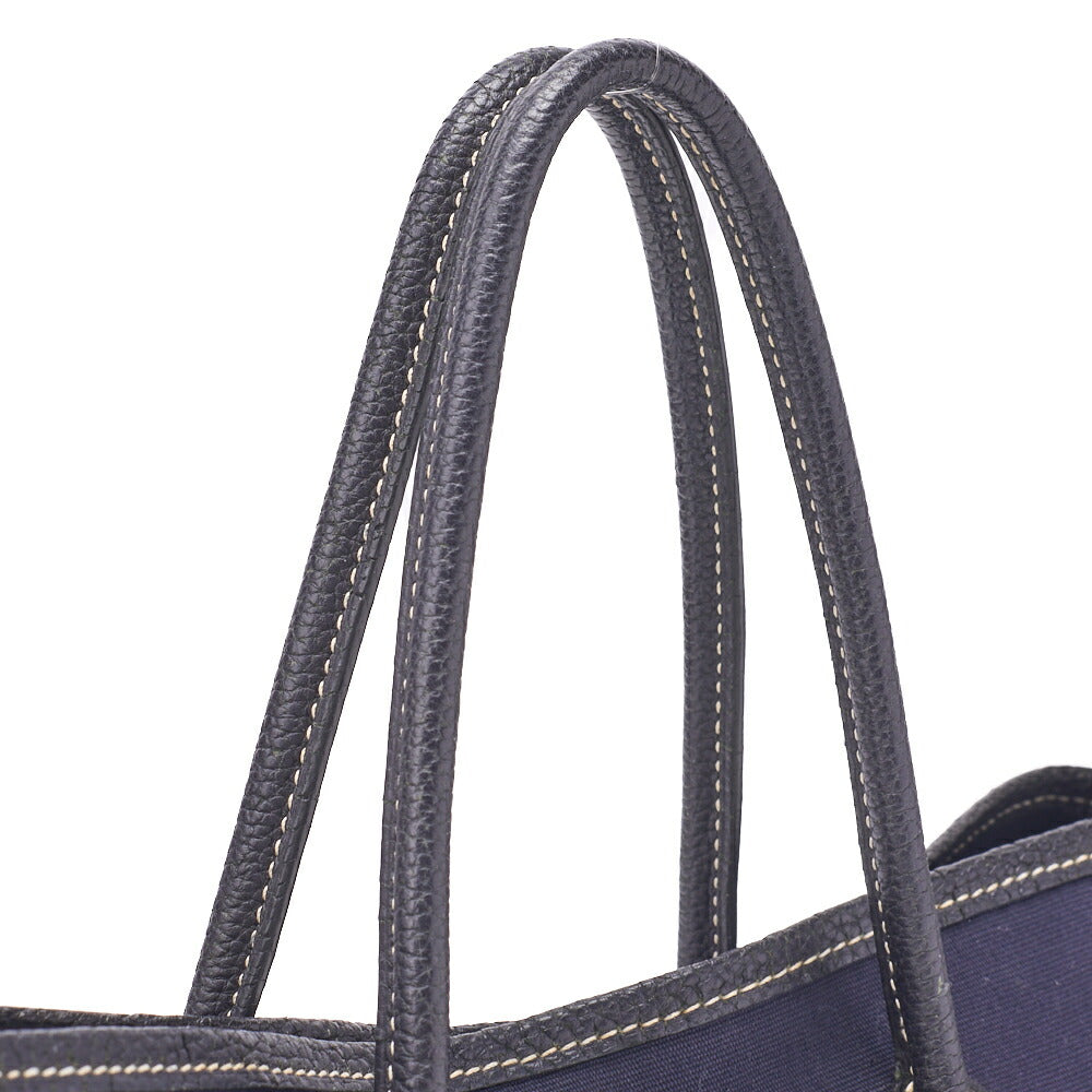 HERMES Shoulder Bag Garden Party TPM Toile Ash Navy Silver-Tone Hardware Pre-Owned - Vintage La Charme