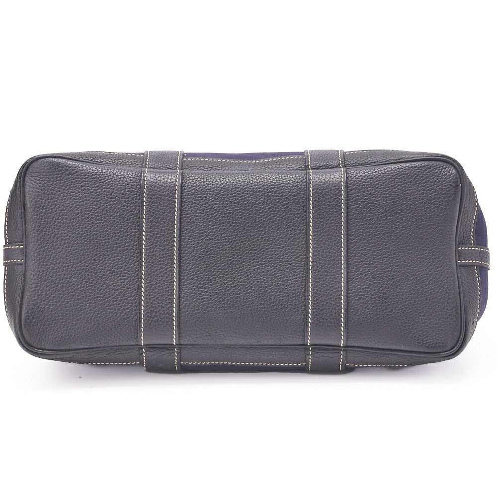 HERMES Shoulder Bag Garden Party TPM Toile Ash Navy Silver-Tone Hardware Pre-Owned - Vintage La Charme