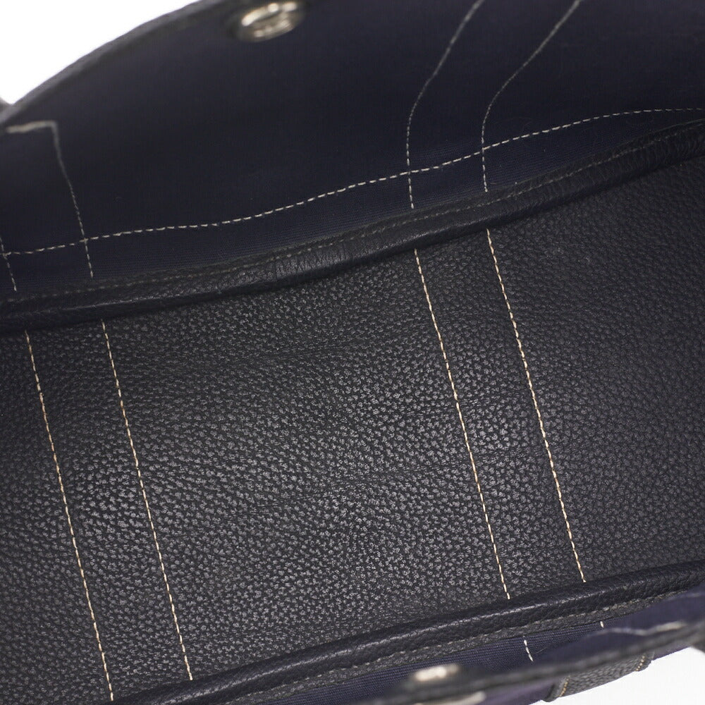 HERMES Shoulder Bag Garden Party TPM Toile Ash Navy Silver-Tone Hardware Pre-Owned - Vintage La Charme