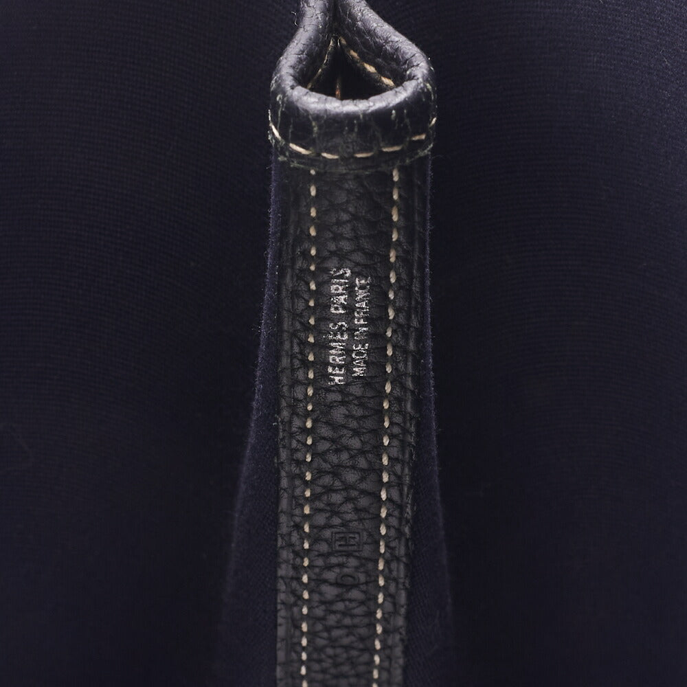 HERMES Shoulder Bag Garden Party TPM Toile Ash Navy Silver-Tone Hardware Pre-Owned - Vintage La Charme