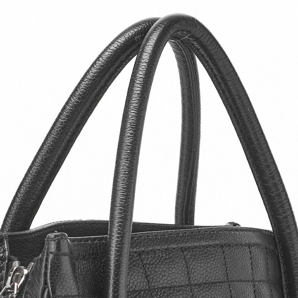 CHANEL Handbag Chocolate Bar Logo Caviar Skin Black Silver-Tone Hardware Pre-Owned - Vintage La Charme
