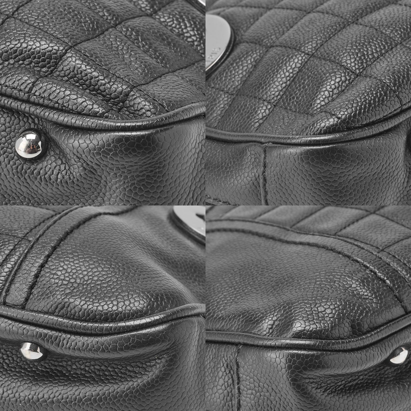 CHANEL Handbag Chocolate Bar Logo Caviar Skin Black Silver-Tone Hardware Pre-Owned - Vintage La Charme