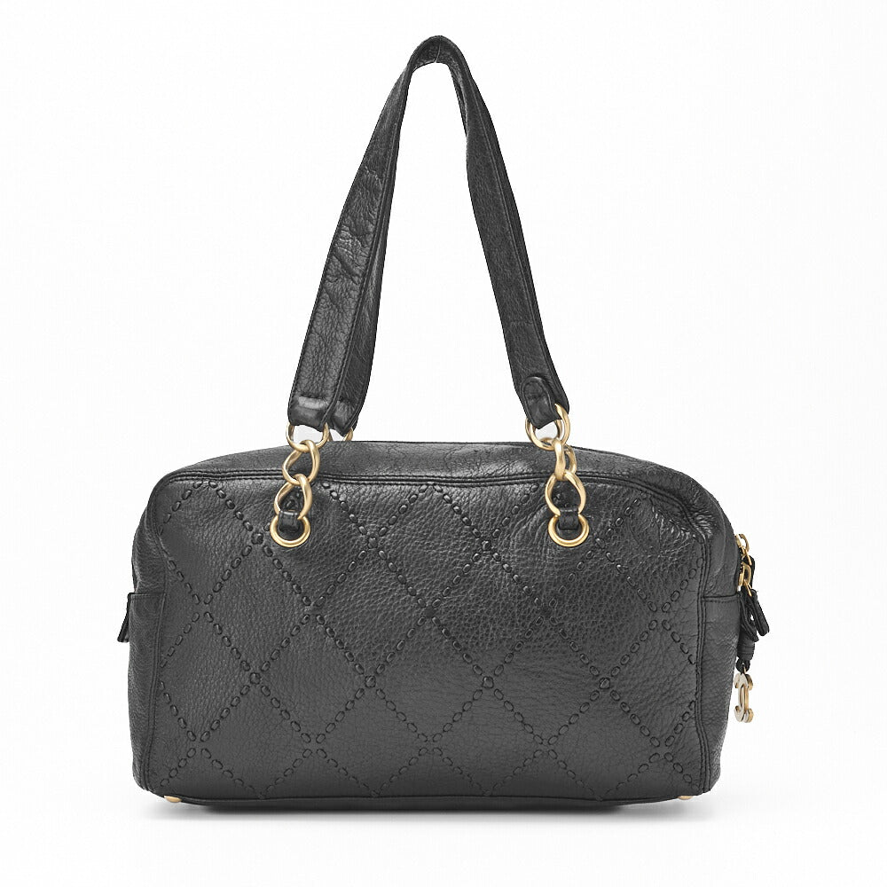 Chanel Shoulder Bag Ultra Stitch Chain Tote Leather Black Gold-Tone Hardware Pre-Owned - Vintage La Charme