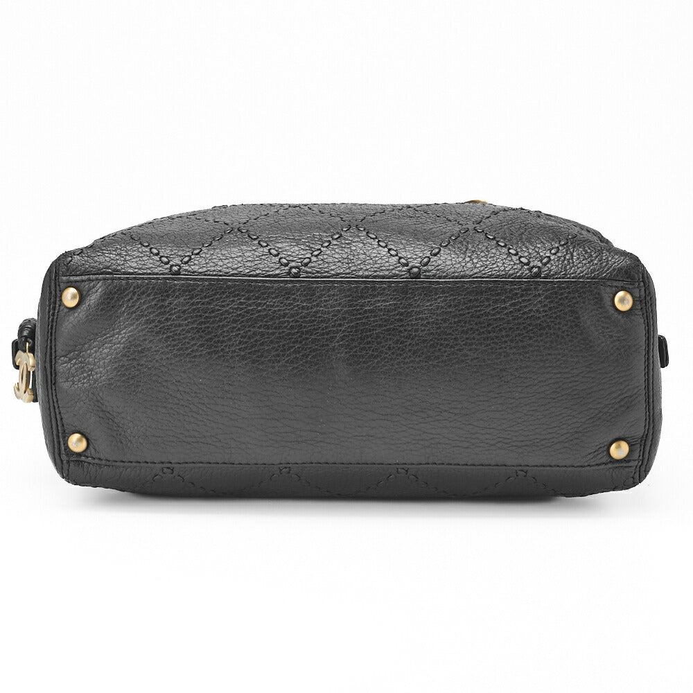 Chanel Shoulder Bag Ultra Stitch Chain Tote Leather Black Gold-Tone Hardware Pre-Owned - Vintage La Charme
